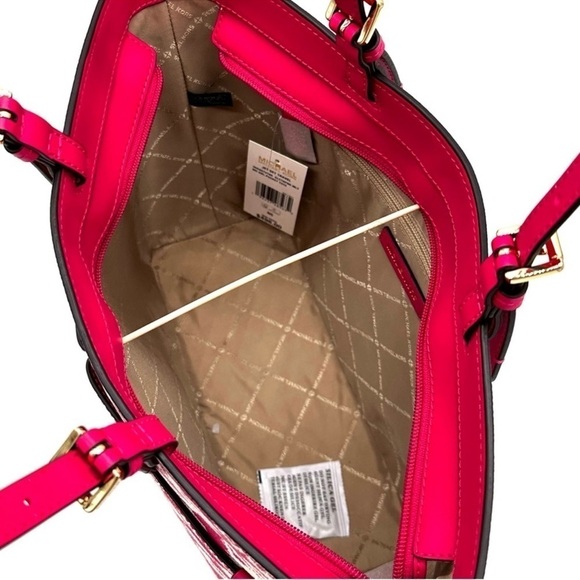 Michael Kors Jet Set Medium Pocket Tote Bag Electric Pink Multi - Picture 8 of 11
